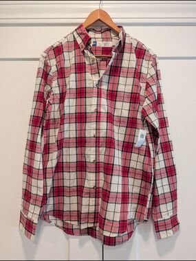 OLD NAVY Men's Classic Red Plaid Button-Down Shirt Size Small